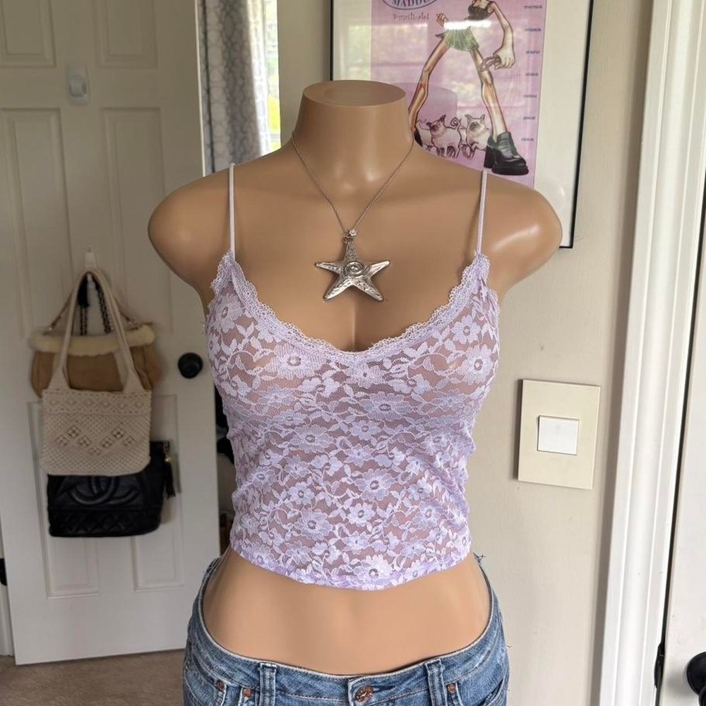 Y2K 2000s pastel Lavender Lace Cami